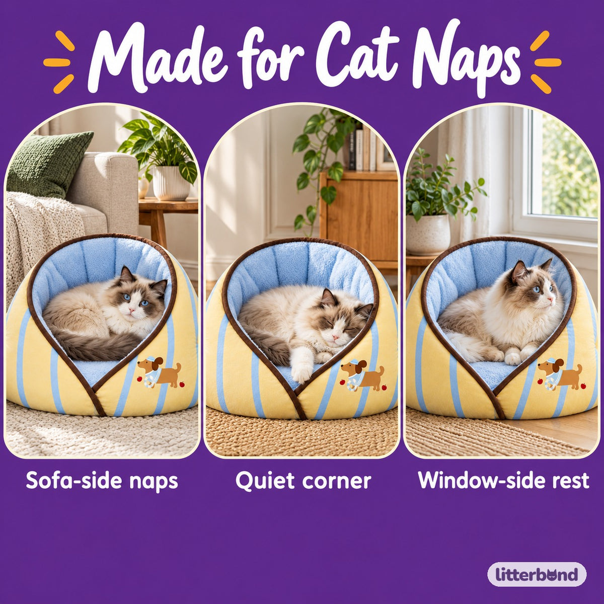 Wraparound Nest Bed for Cat Naps - cozy at home