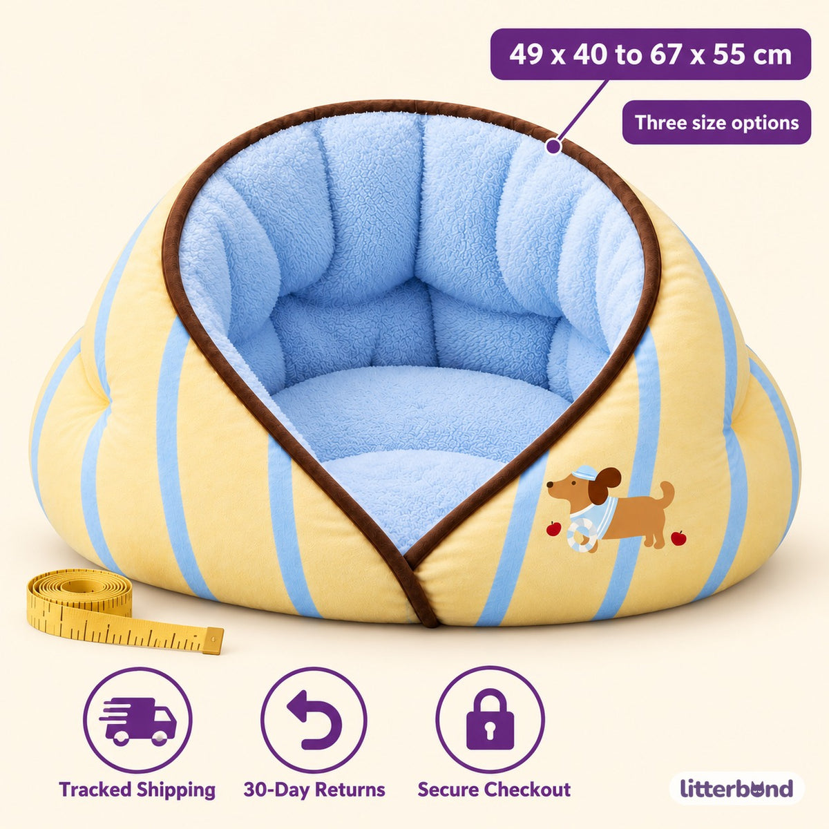Wraparound Nest Bed for Cat Naps - size and details
