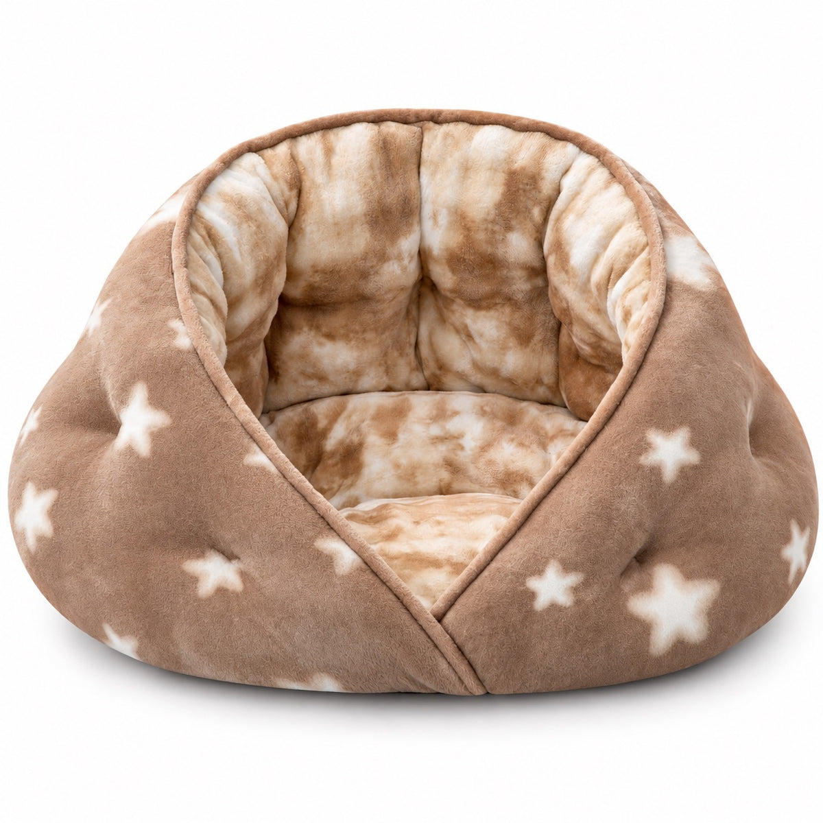 Wraparound Nest Bed for Cat Naps - Coffee Stars