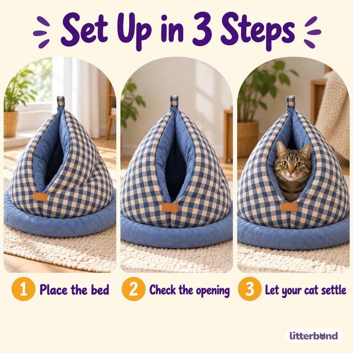 Gingham Cave Bed for Naps - how to use it