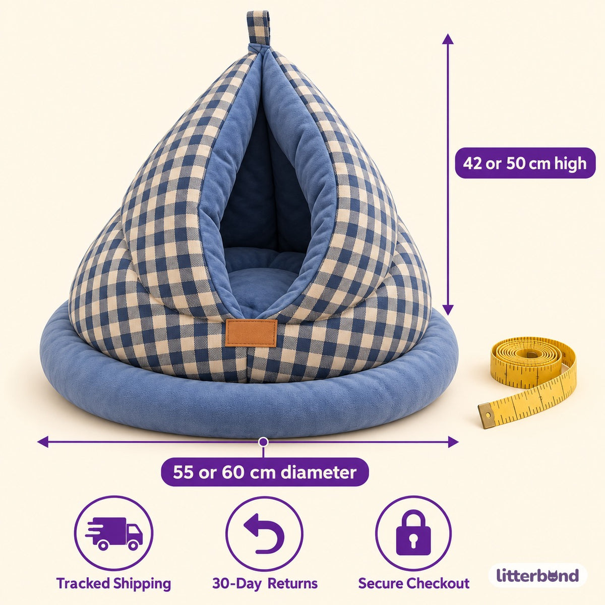 Gingham Cave Bed for Naps - size and details