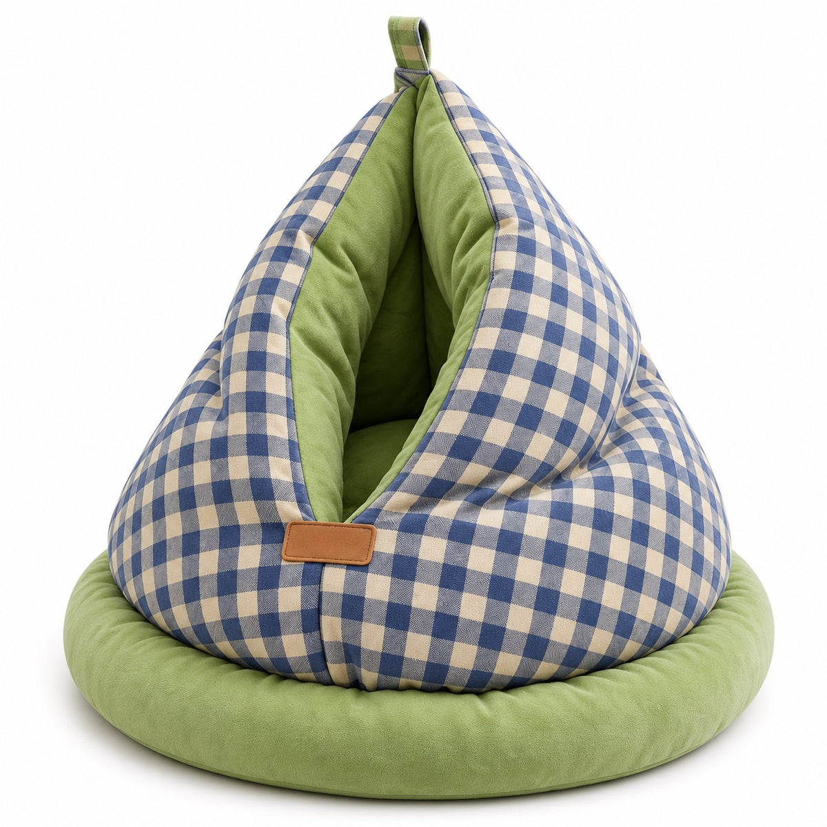 Gingham Cave Bed for Naps - Avocado Gingham