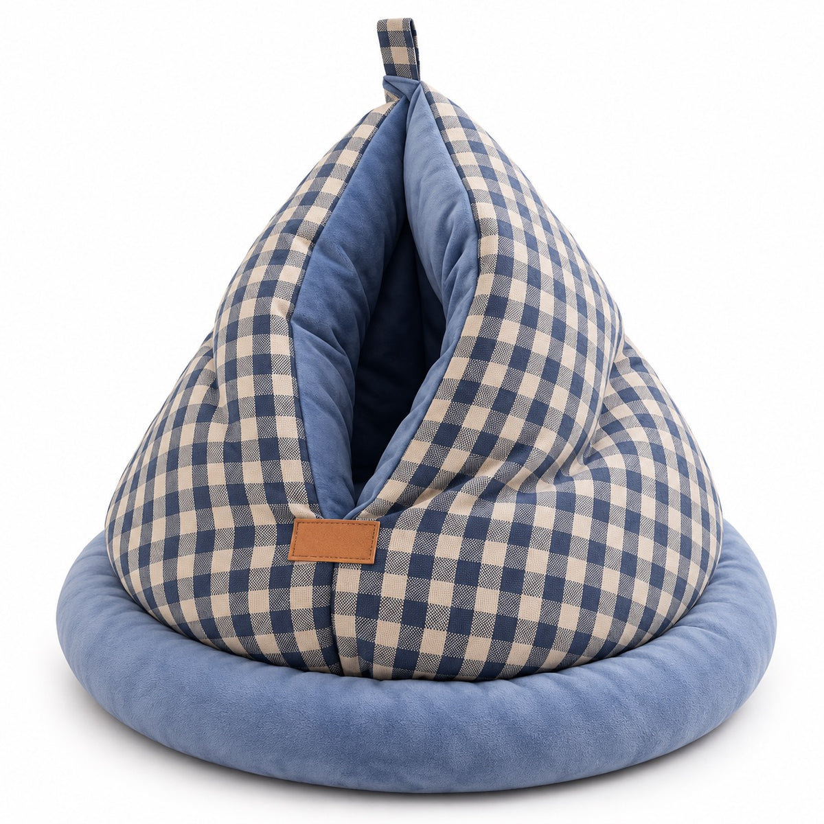 Gingham Cave Bed for Naps - Blue Gingham