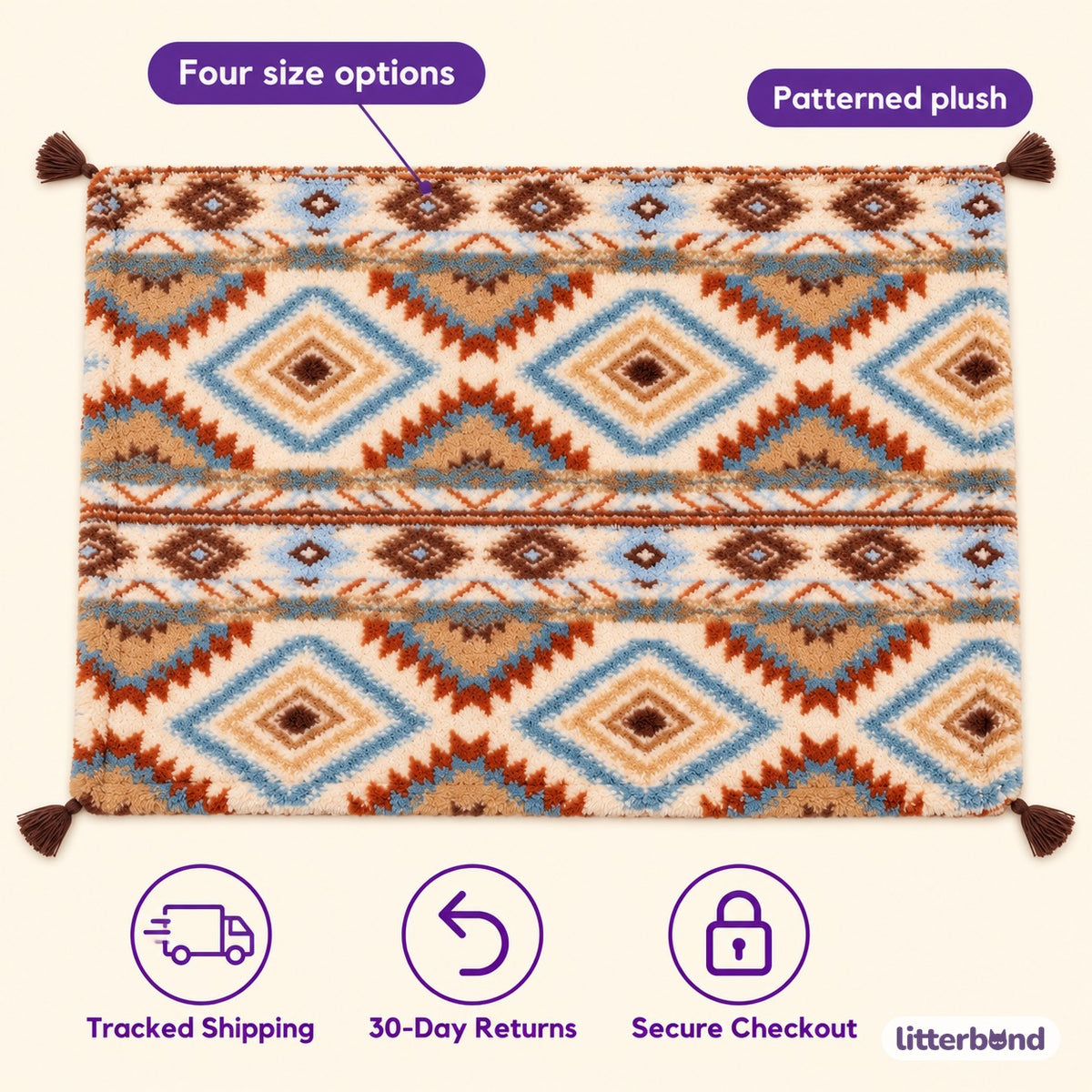 Patterned Plush Blanket Mat for Naps - size and details