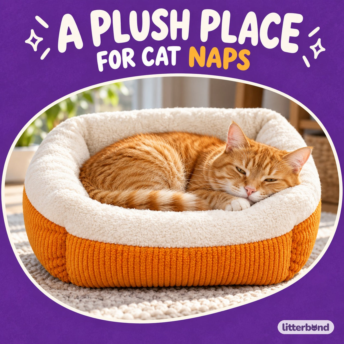 Ivory Bolster Bed for Naps with a cat