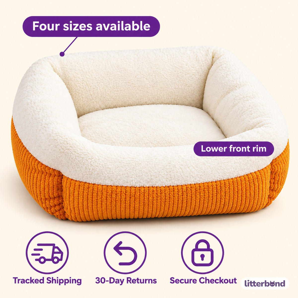 Ivory Bolster Bed for Naps - size and details