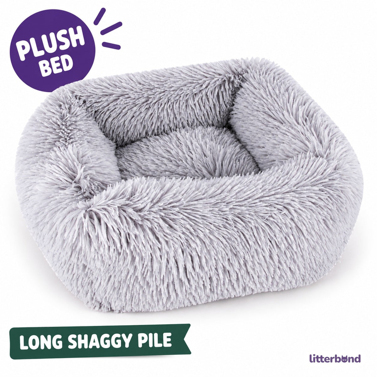 Shaggy Square Bed for Cat Naps