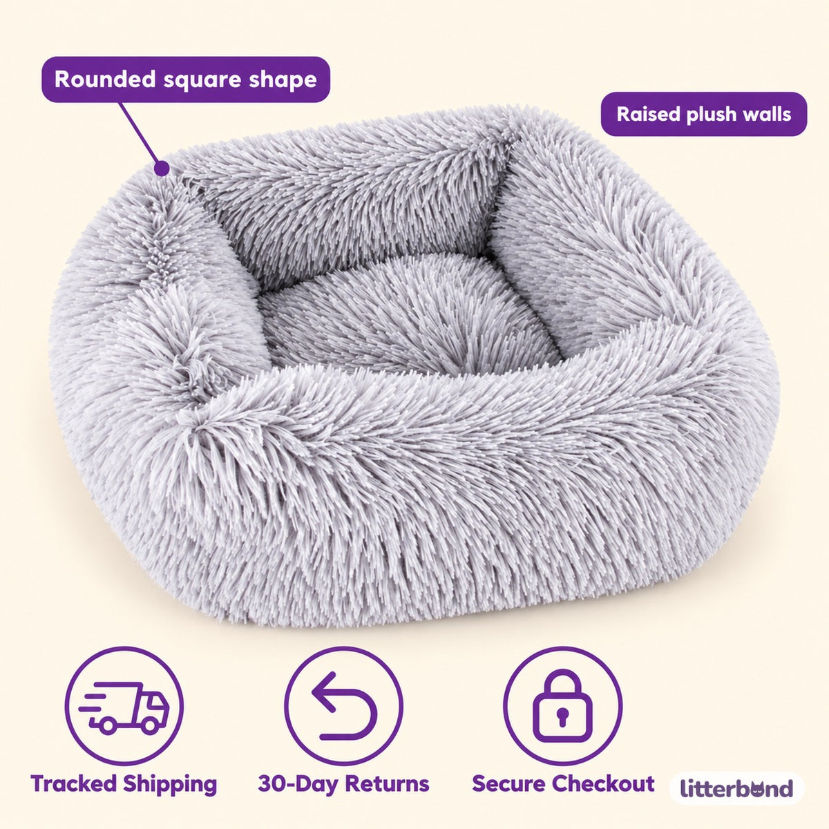Shaggy Square Bed for Cat Naps - size and details