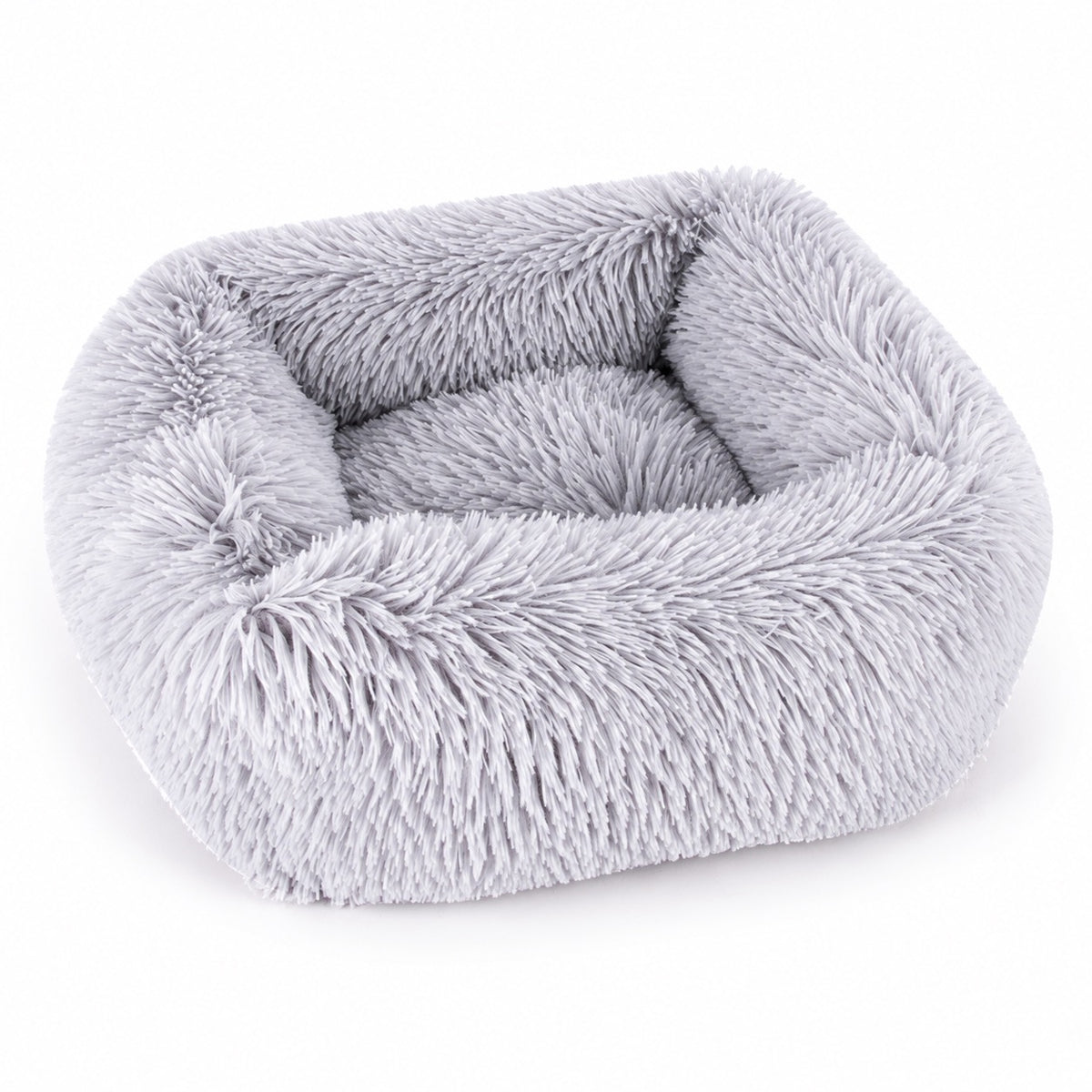 Shaggy Square Bed for Cat Naps - Silver Gray