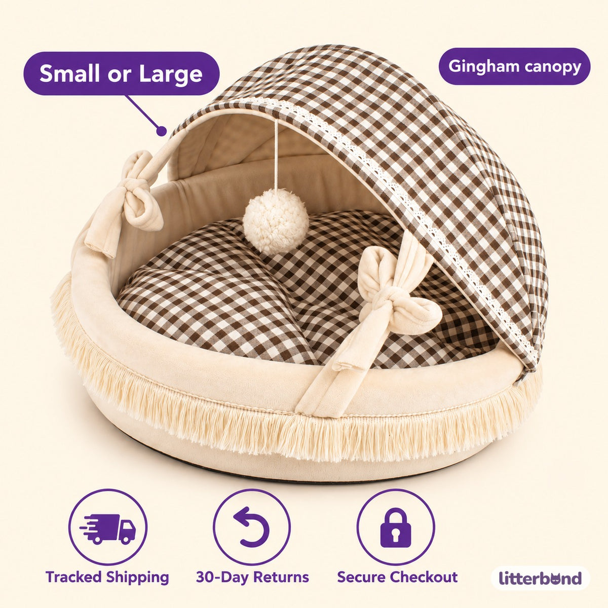 Gingham Canopy Bed for Naps - size and details