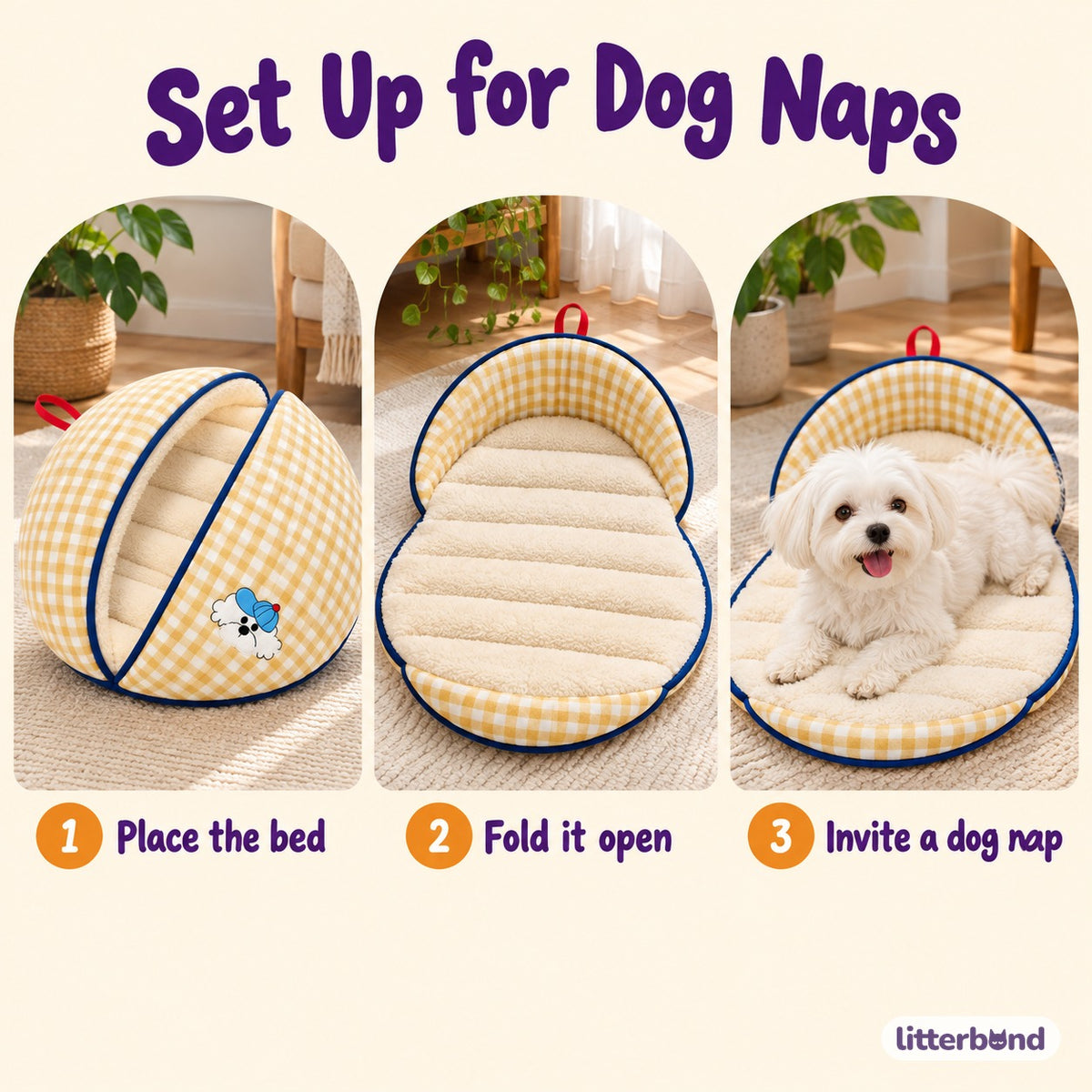 Clamshell Dog Bed for Naps - how to use it