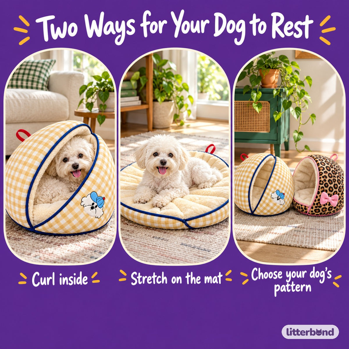 Clamshell Dog Bed for Naps - cozy at home