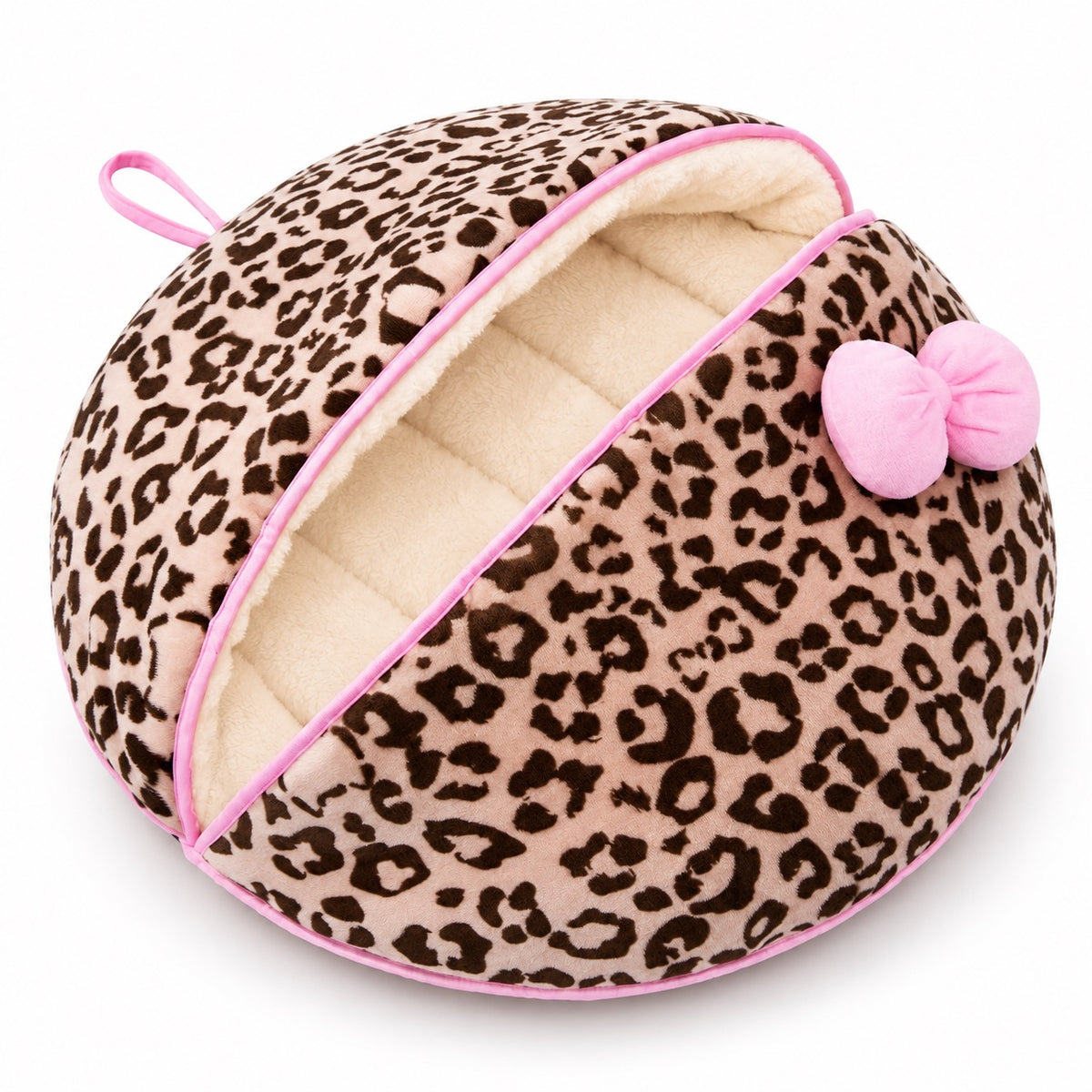 Clamshell Dog Bed for Naps - Leopard Bed