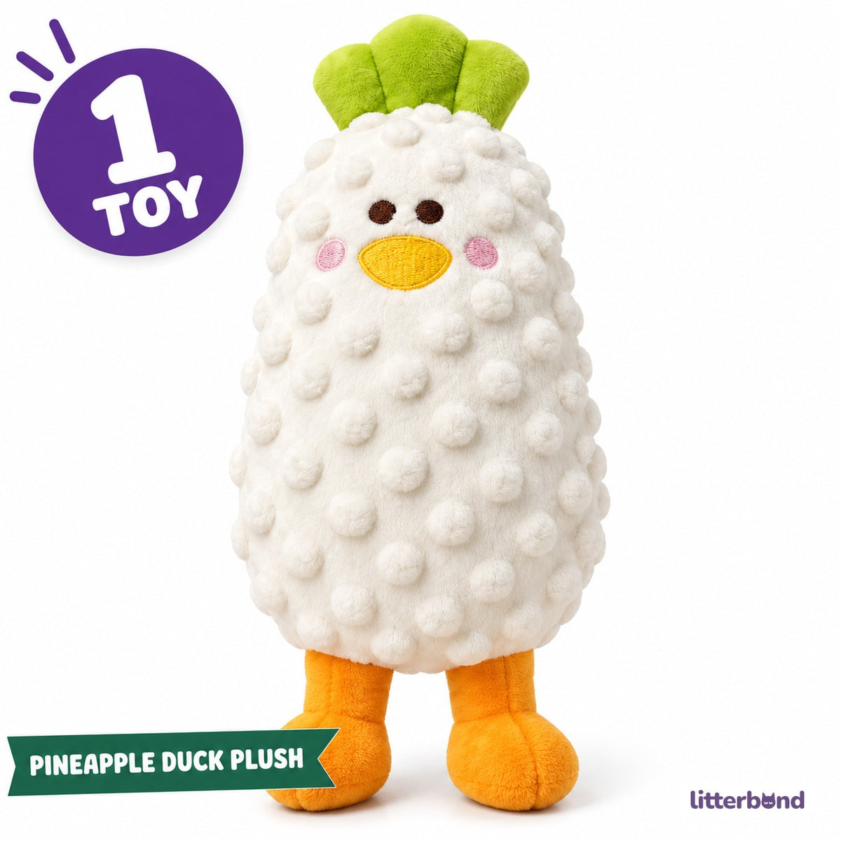 Pineapple Duck Plush for Dog Play