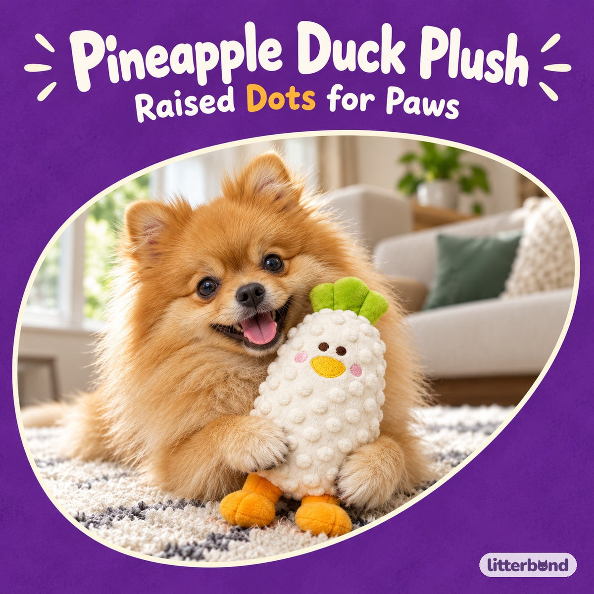 Pineapple Duck Plush for Dog Play with a dog