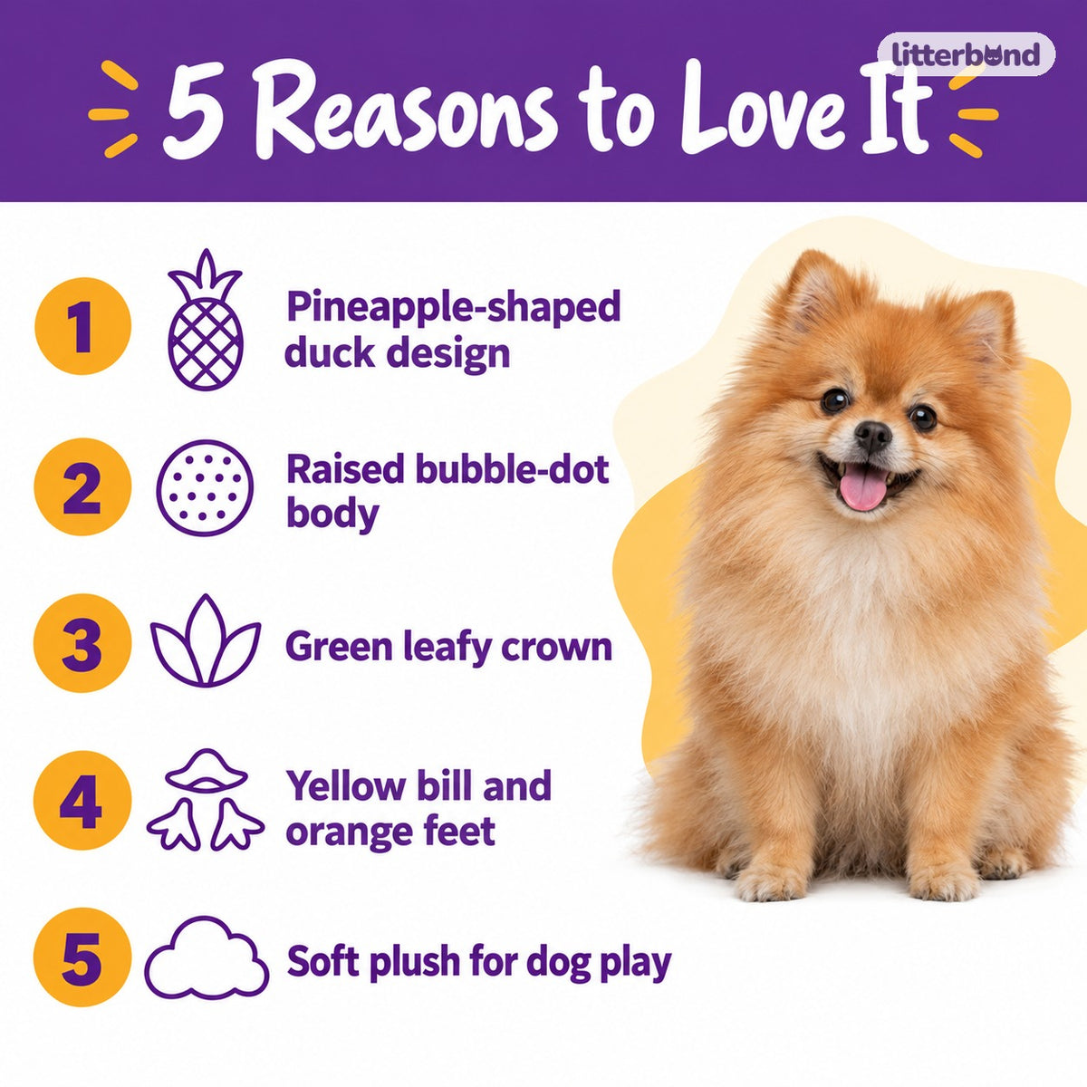 Pineapple Duck Plush for Dog Play - 5 reasons to love it
