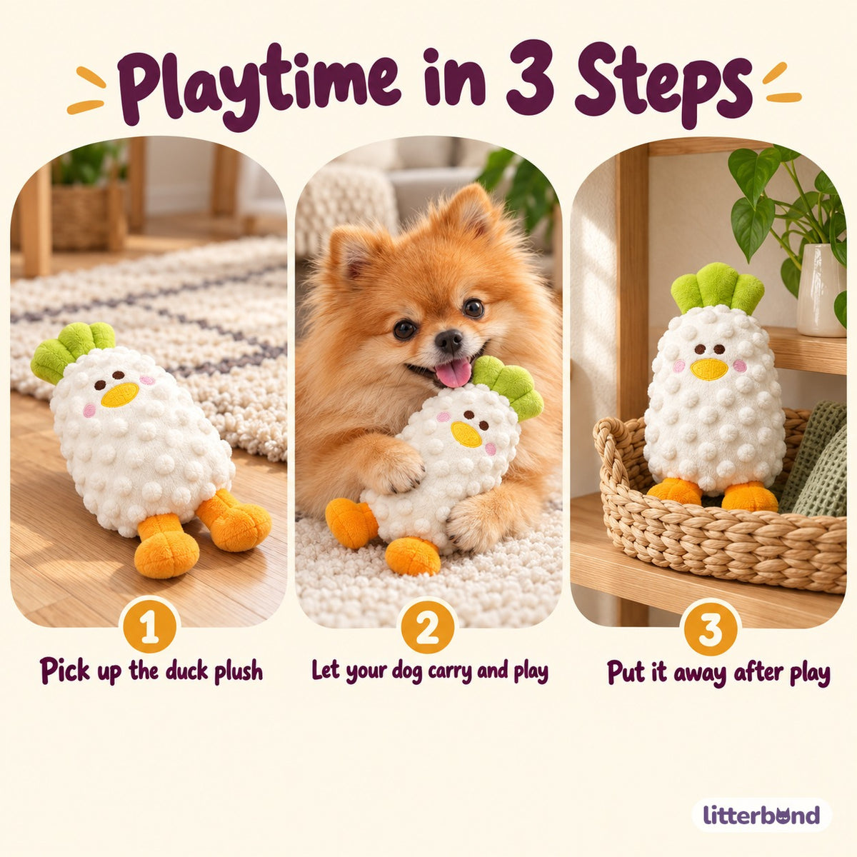 Pineapple Duck Plush for Dog Play - how to play