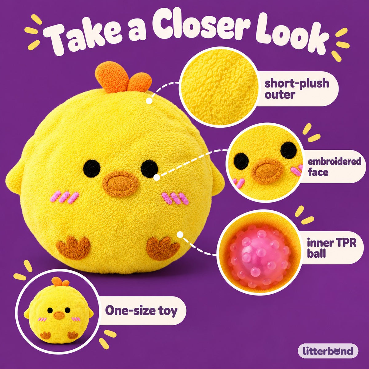 Animal Squeaky Ball for Tossing - close-up details
