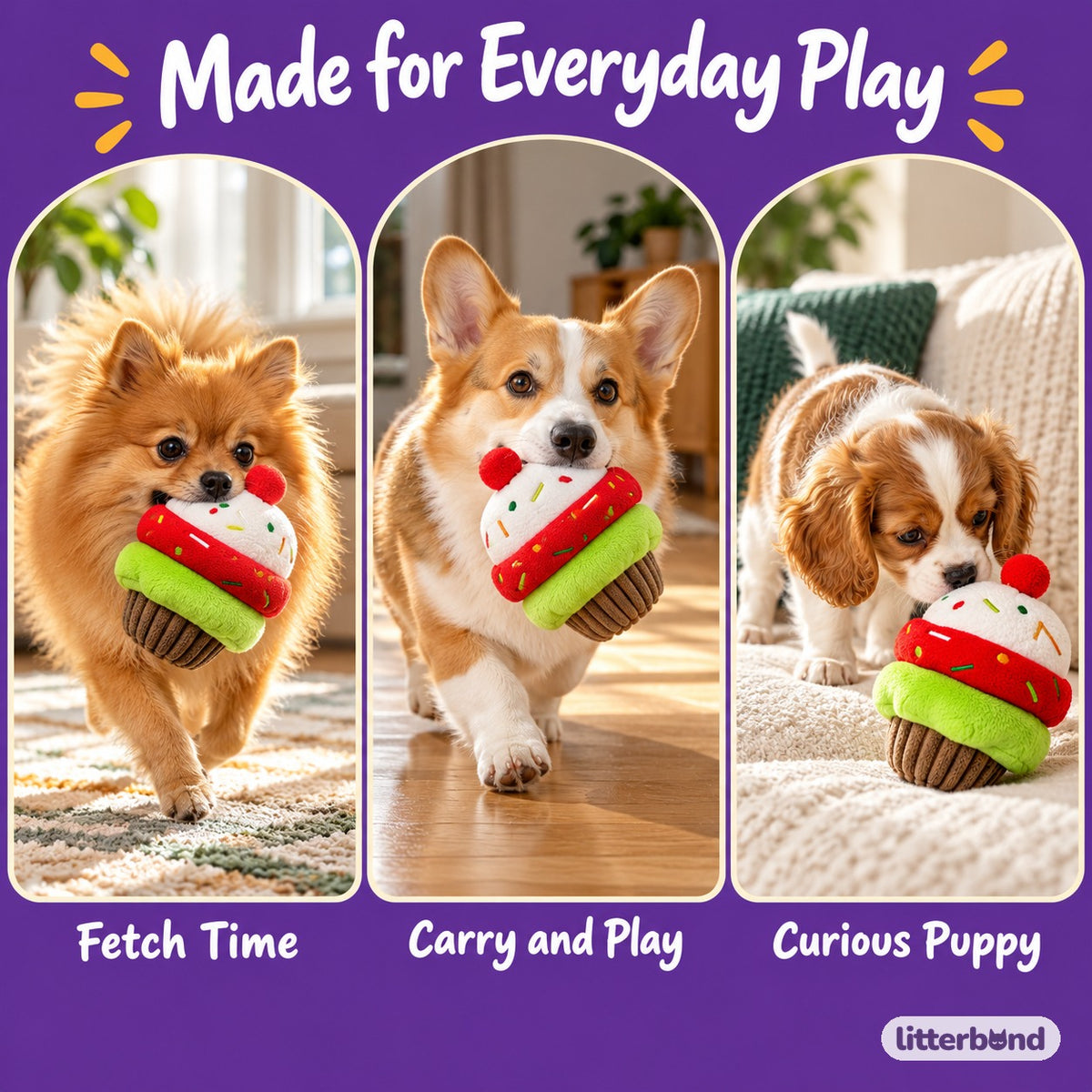 Ice Cream Cone Plush for Fetch - playtime at home