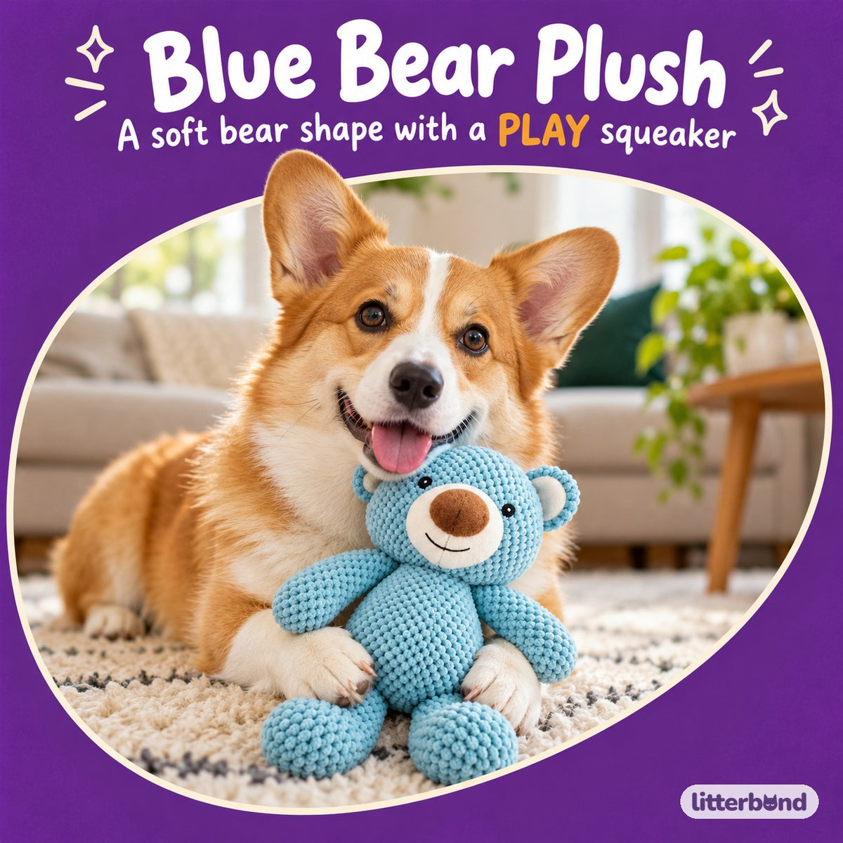 Blue Bear Plush for Carrying with a dog