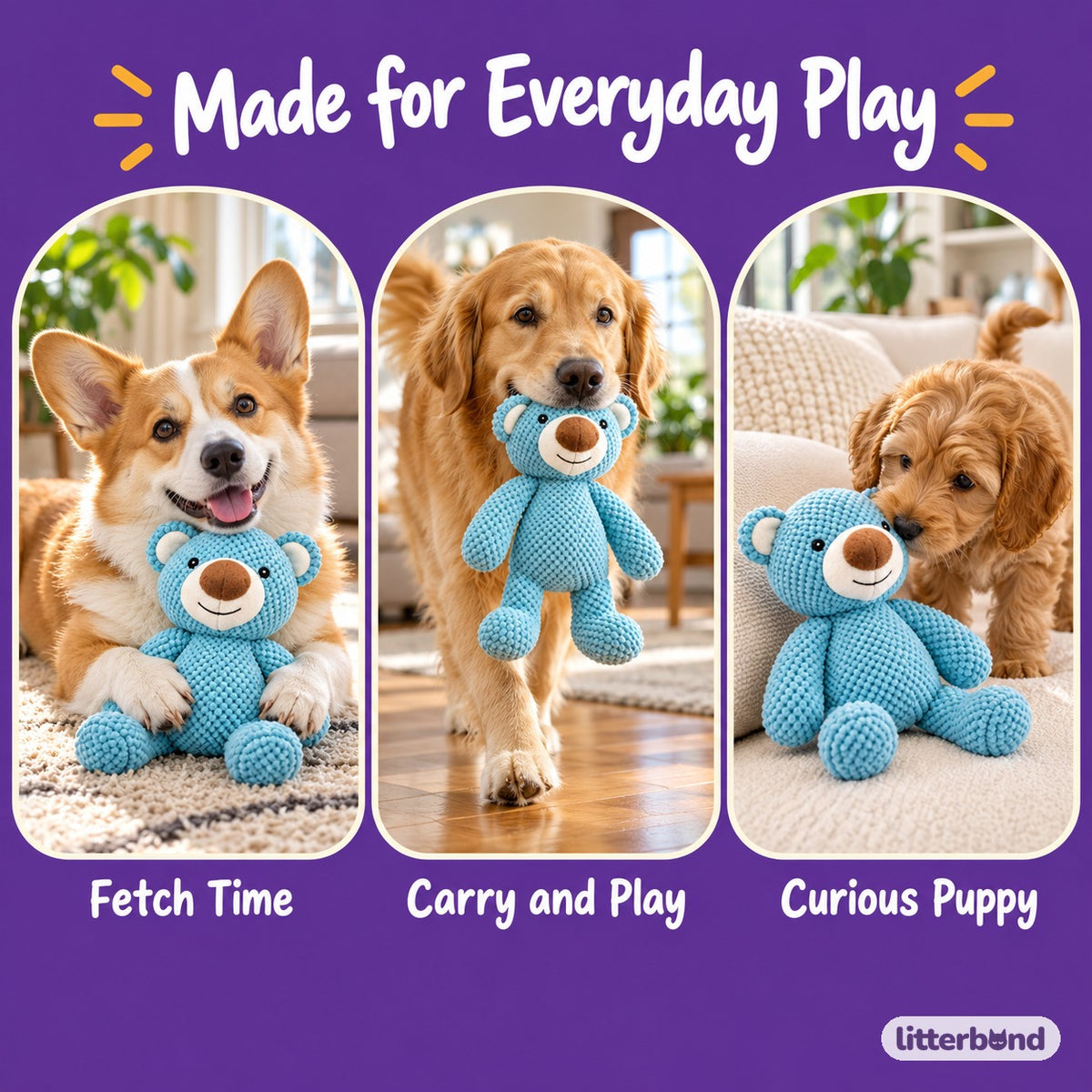 Blue Bear Plush for Carrying - playtime at home