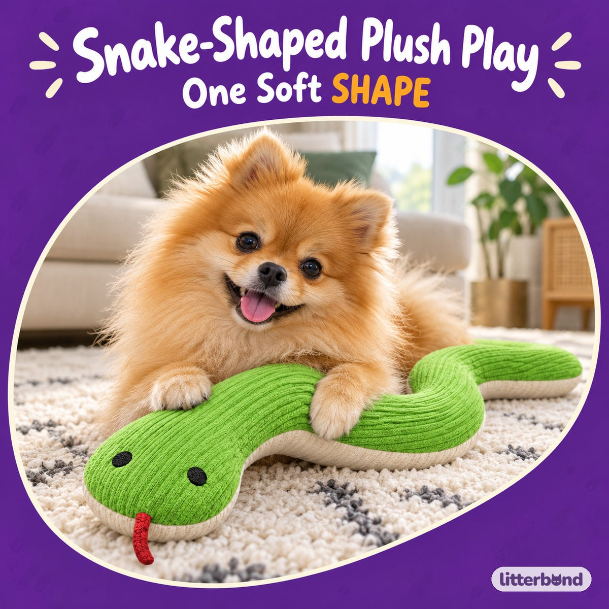 Green Snake Carry Plush with a dog