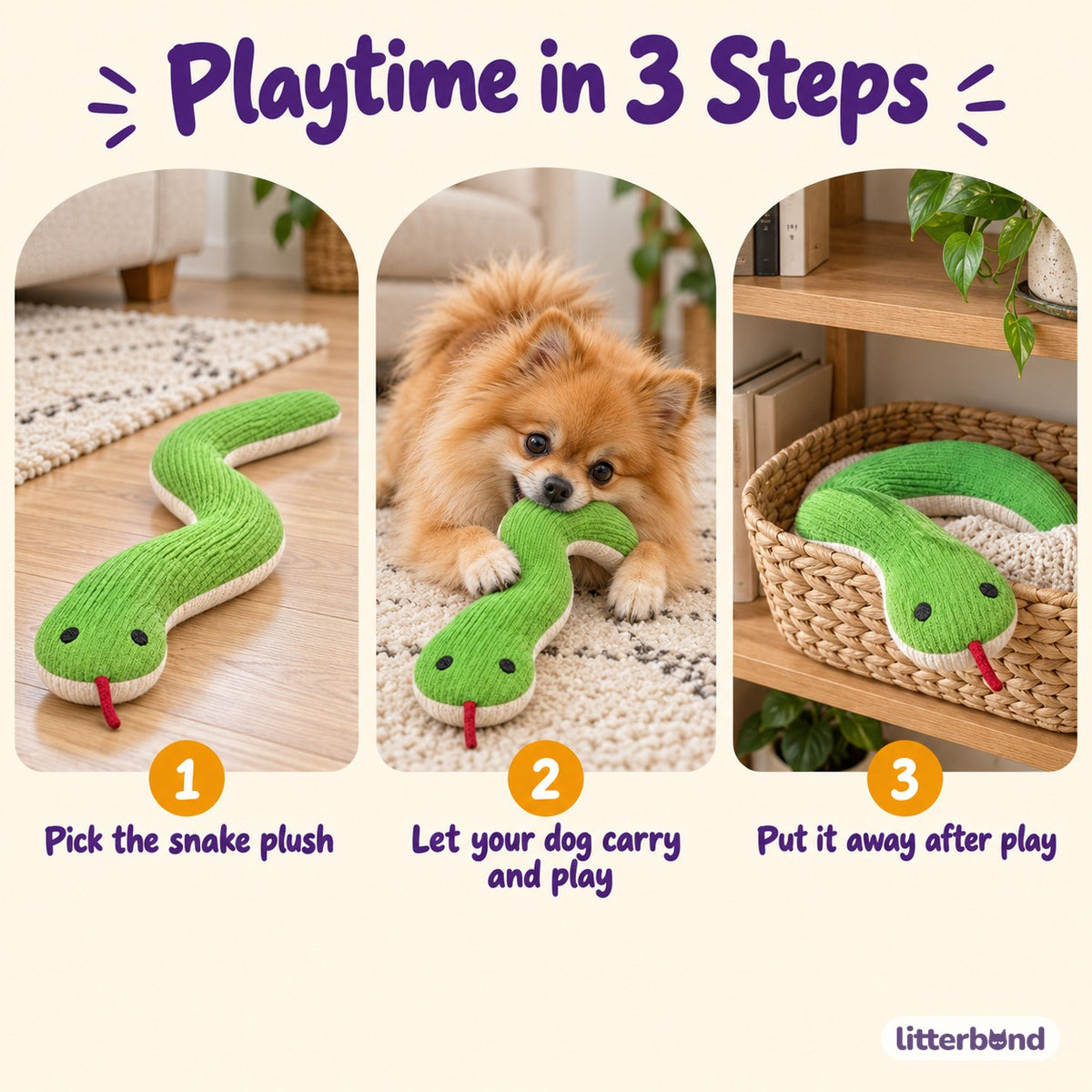 Green Snake Carry Plush - how to play
