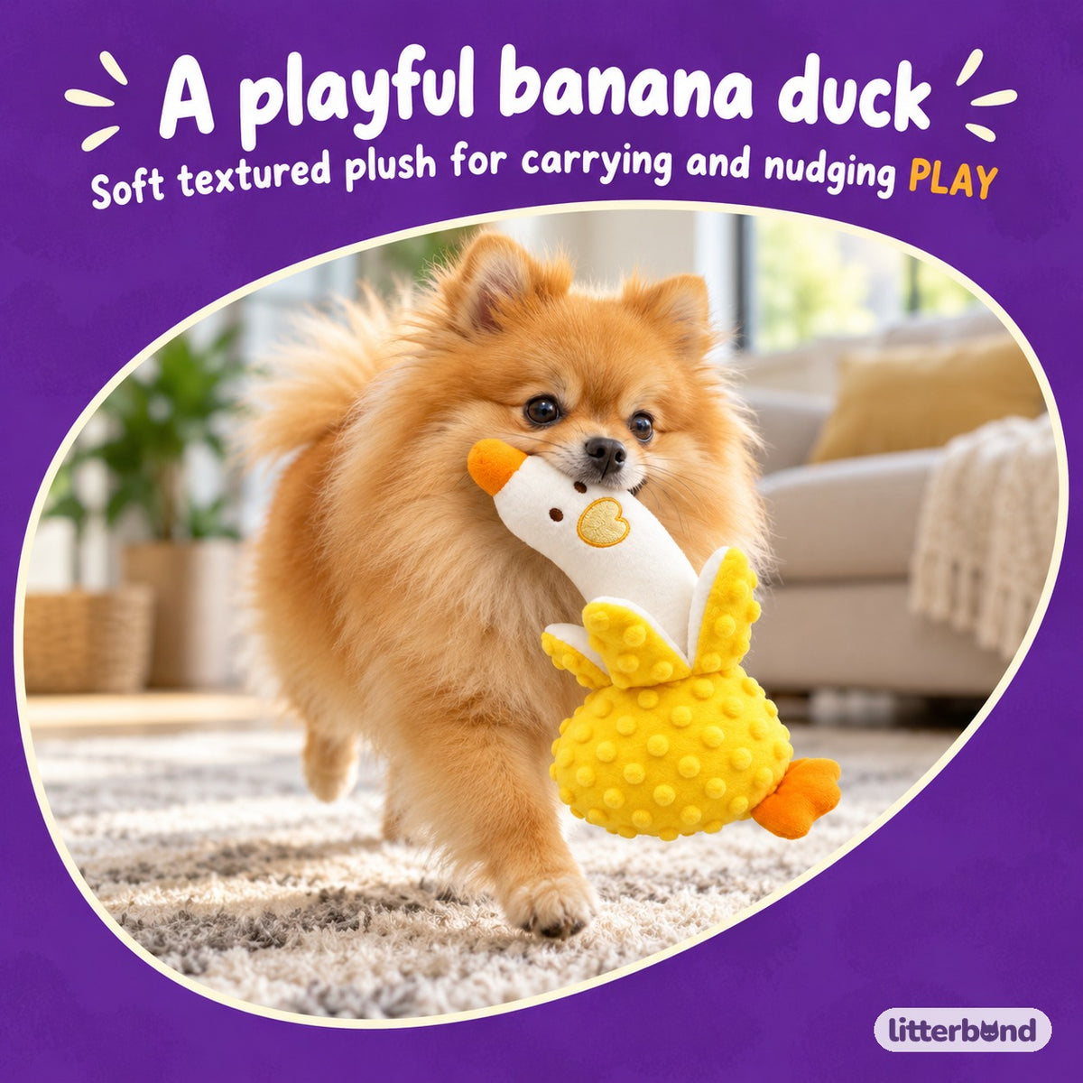 Banana Duck Plush for Carrying with a dog