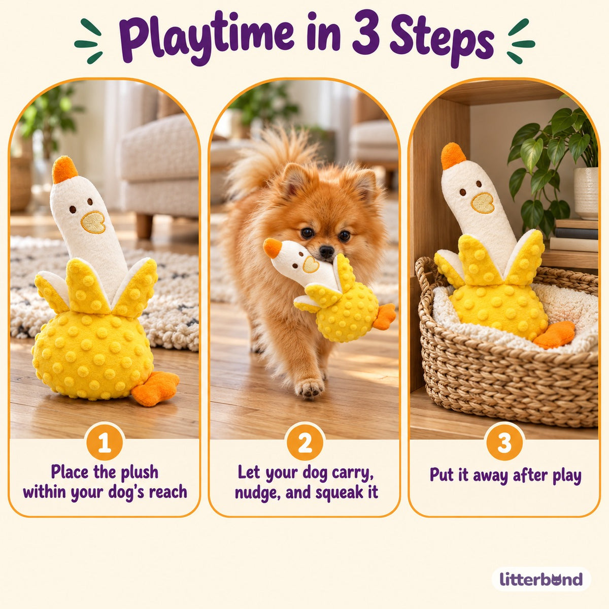 Banana Duck Plush for Carrying - how to play
