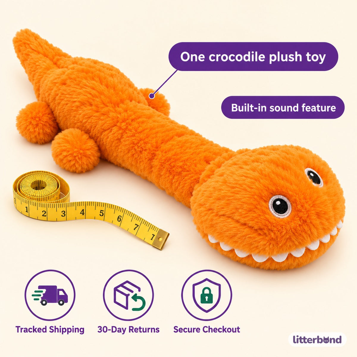 Crocodile Squeaker for Carrying - size and details