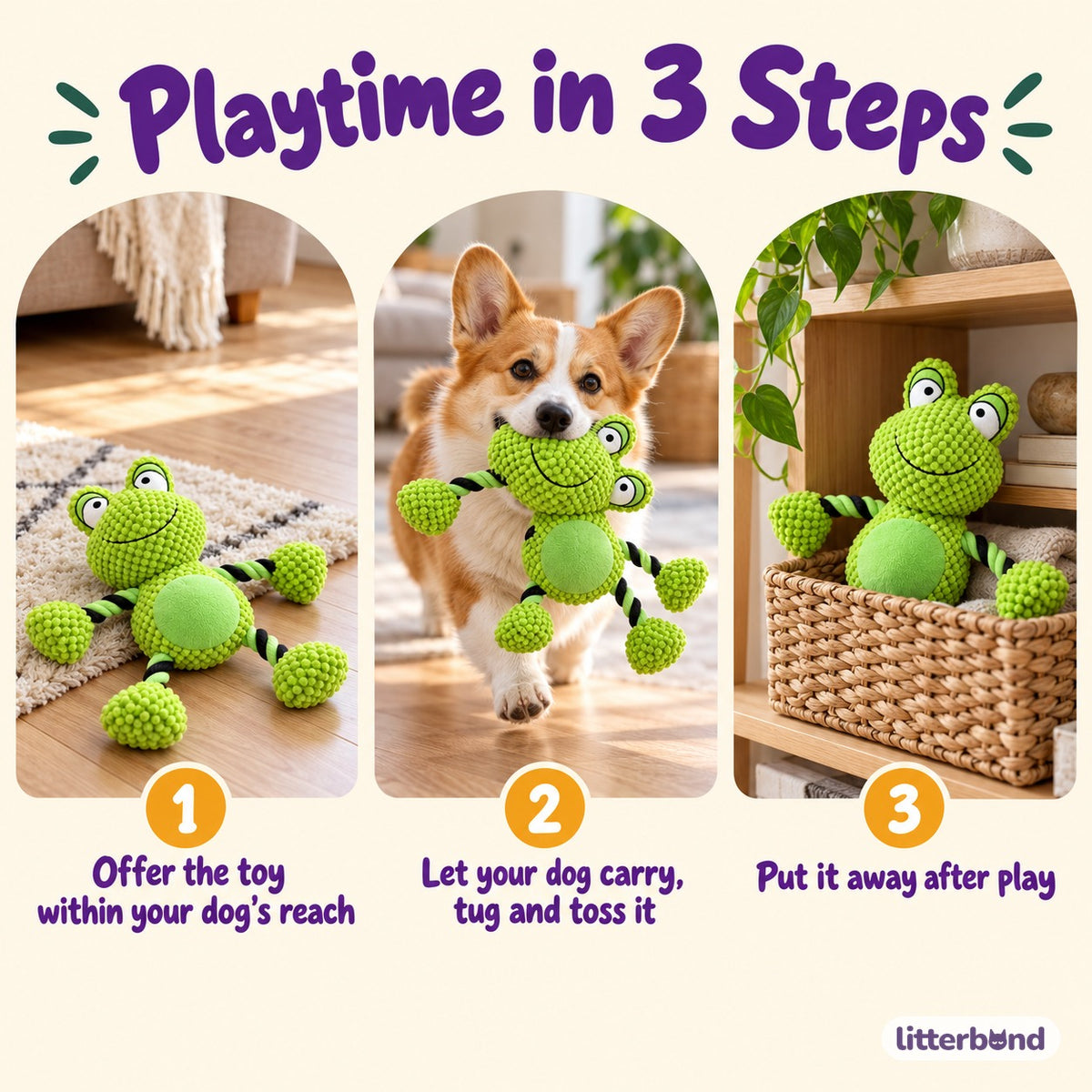 Knotted Frog & Duck Tug Plush - how to play