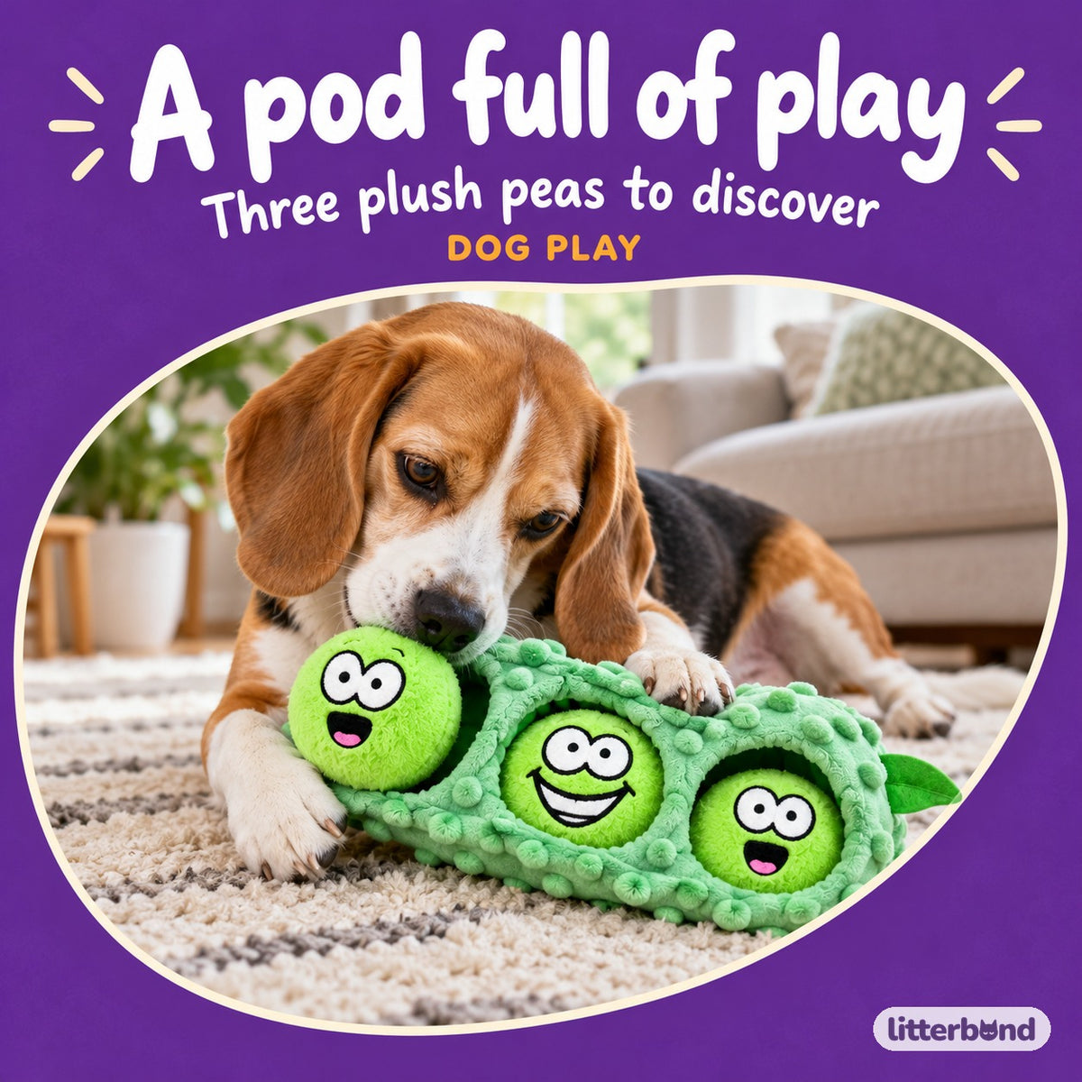 Pea Pod Plush for Hide-and-Seek with a dog