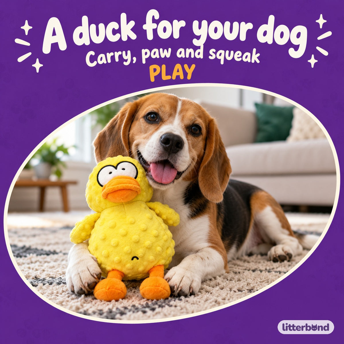 Bumpy Duck Plush for Carrying with a dog