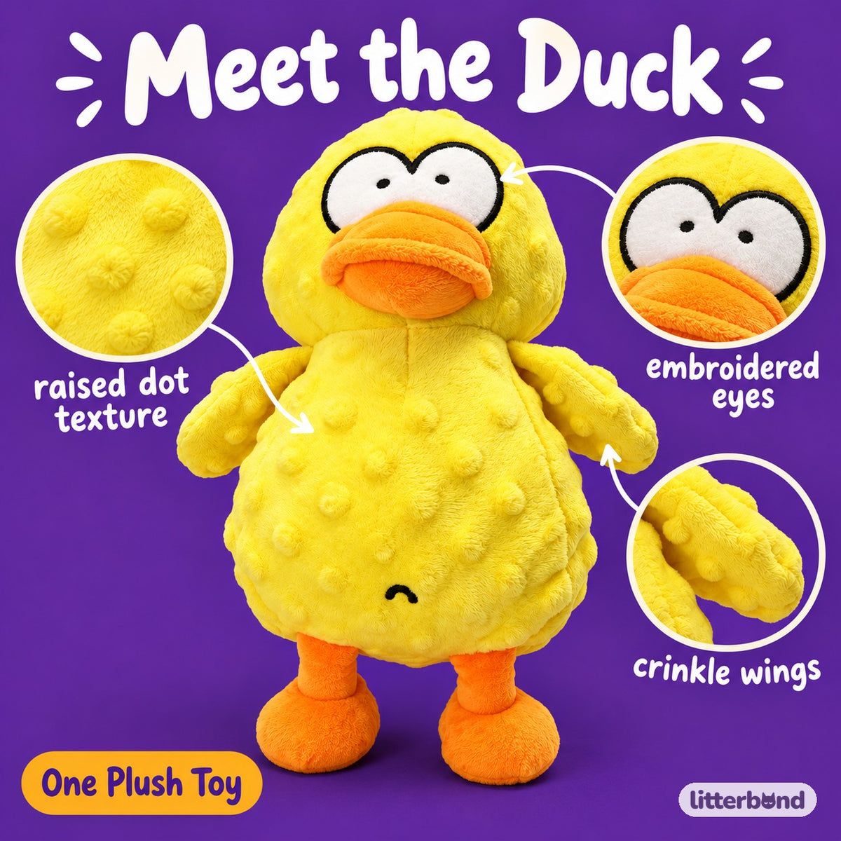 Bumpy Duck Plush for Carrying - close-up details