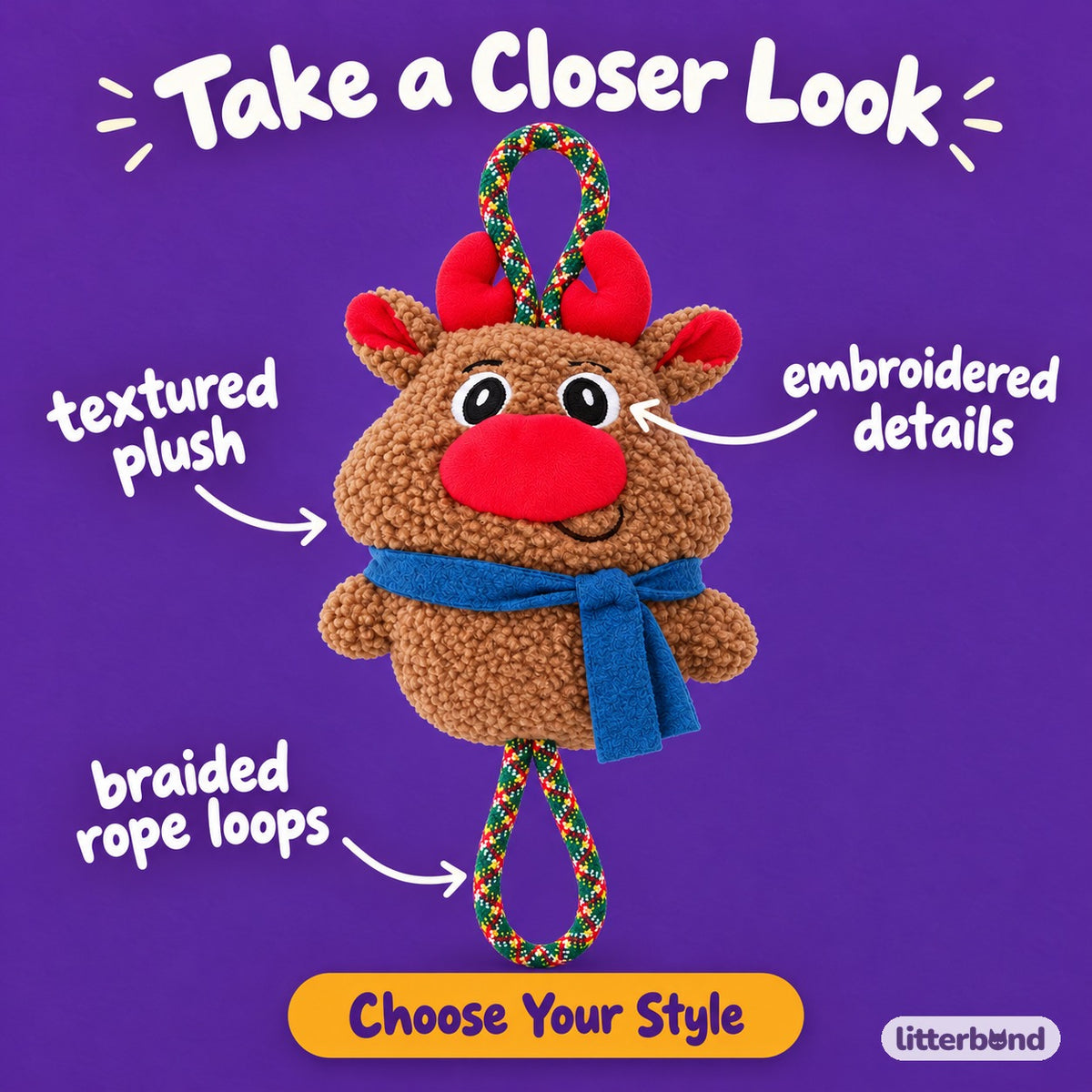 Christmas Rope Plush for Carrying - close-up details
