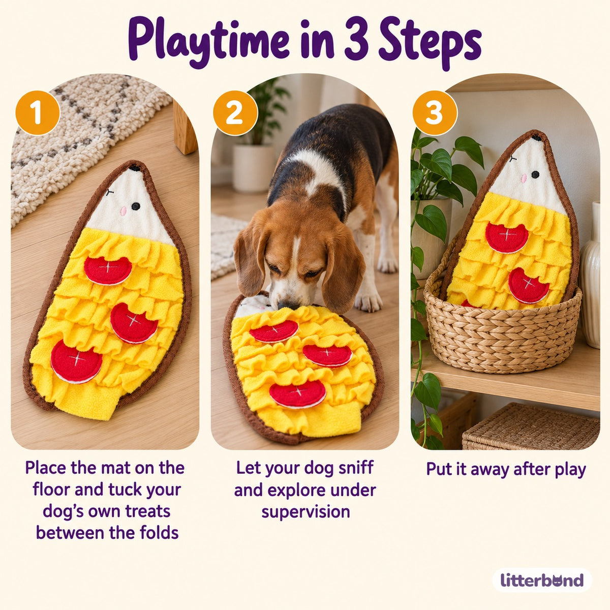 Layered Snuffle Mat for Treat Searches - how to play
