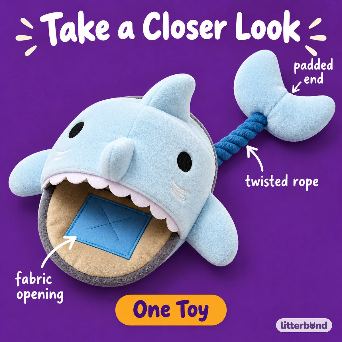 Shark Slipper Toy for Carrying - close-up details