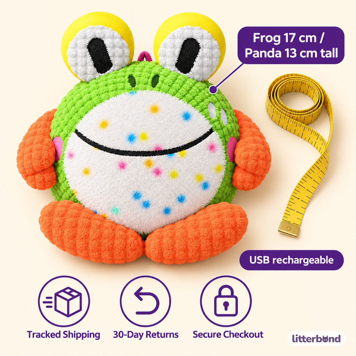 Jumping Plush Toy for Pouncing - size and details