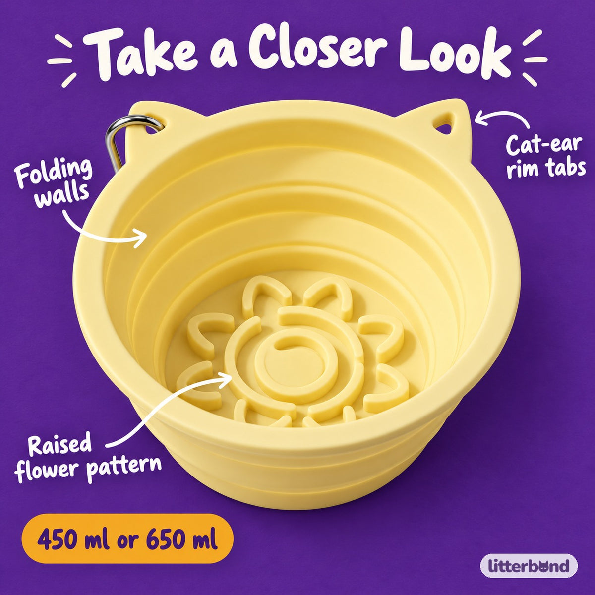 Folding Flower Bowl for Meals - close-up details