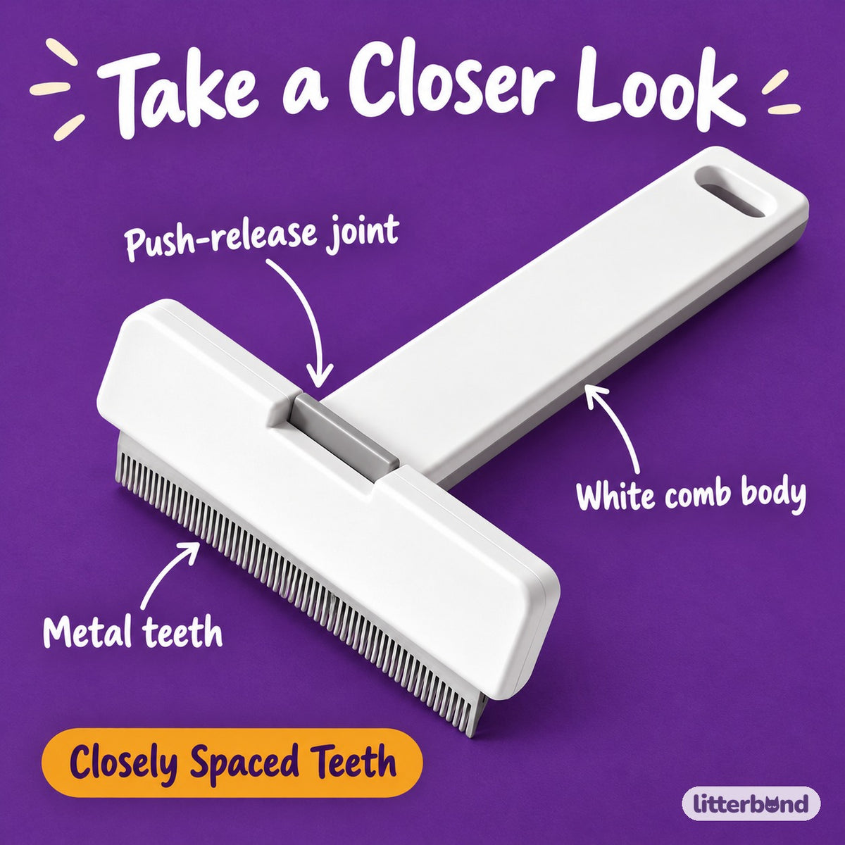 Rounded Tooth Comb for Brushing - close-up details
