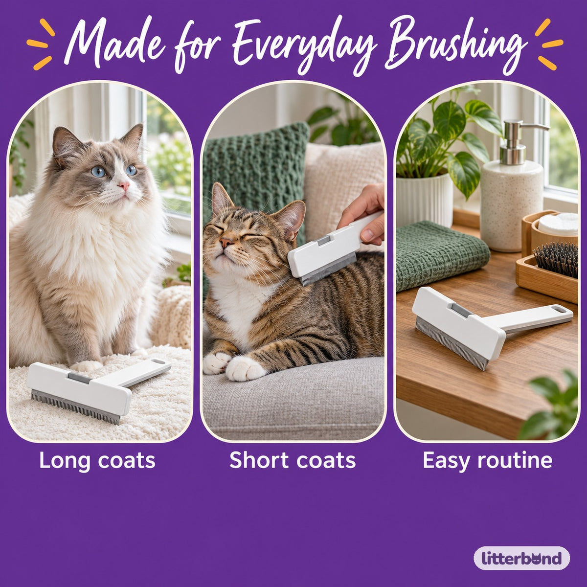Rounded Tooth Comb for Brushing - grooming at home