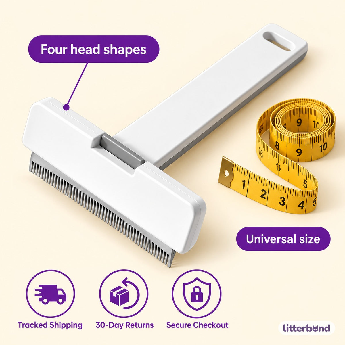 Rounded Tooth Comb for Brushing - size and details