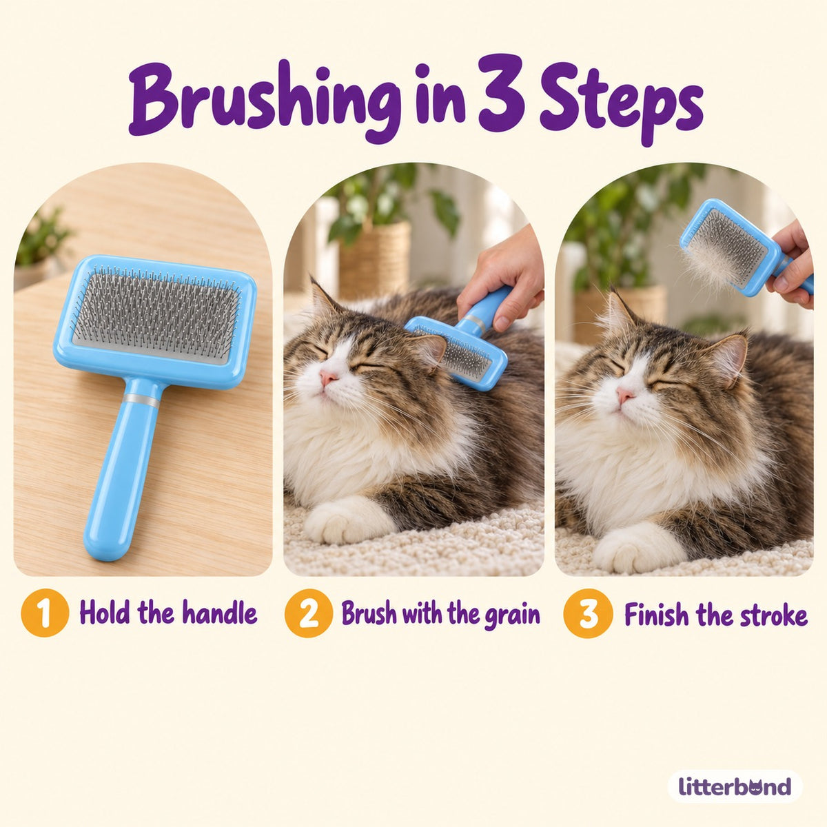 Square Head Slicker Brush for Brushing - how to use it