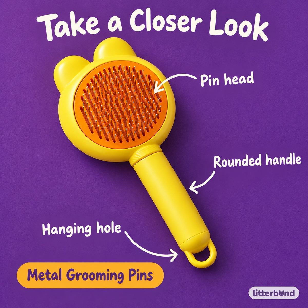 Rabbit Ear Pin Brush - close-up details