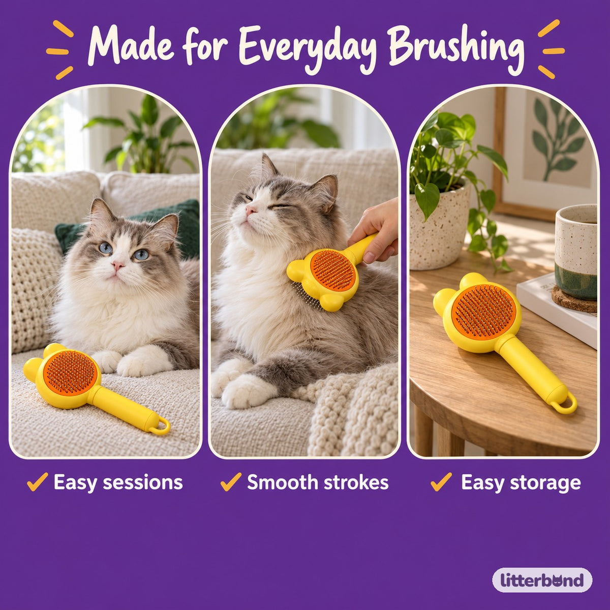 Rabbit Ear Pin Brush - grooming at home
