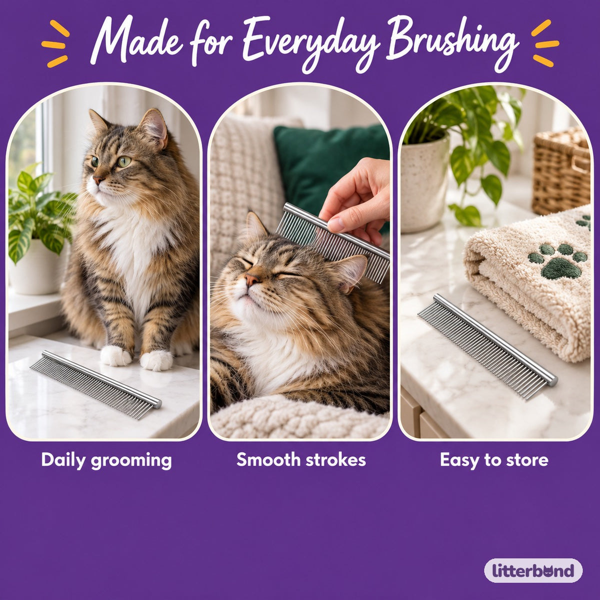 Straight Steel Grooming Comb - grooming at home