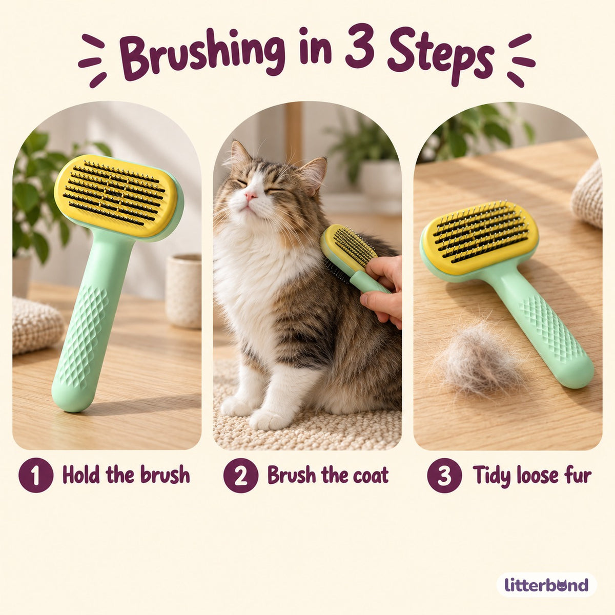 Three-Pin Slicker Brush for Brushing - how to use it