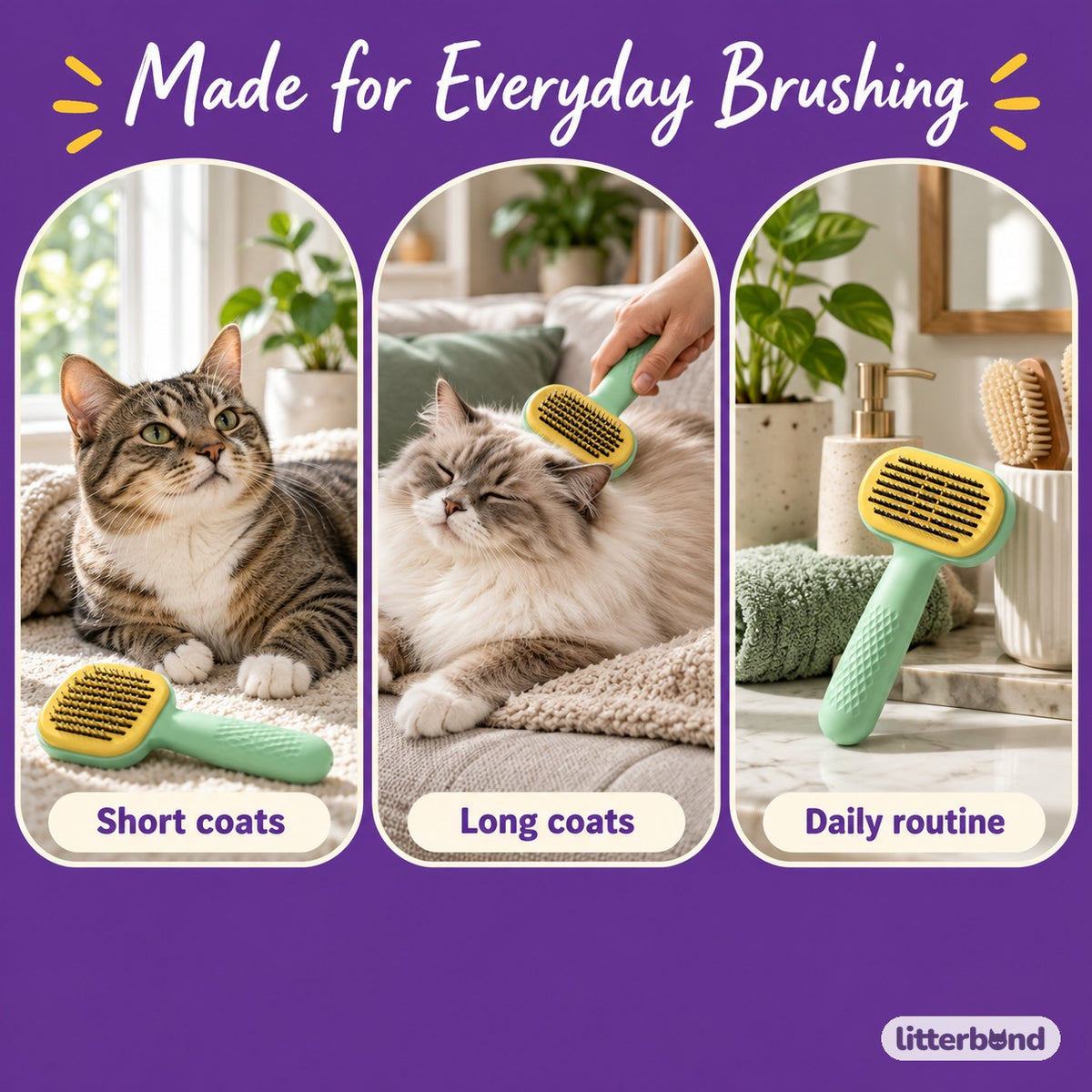 Three-Pin Slicker Brush for Brushing - grooming at home