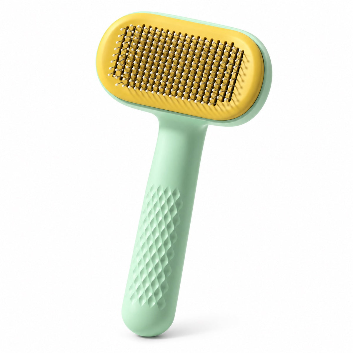 Three-Pin Slicker Brush for Brushing - Green Rubber-Tip Pins