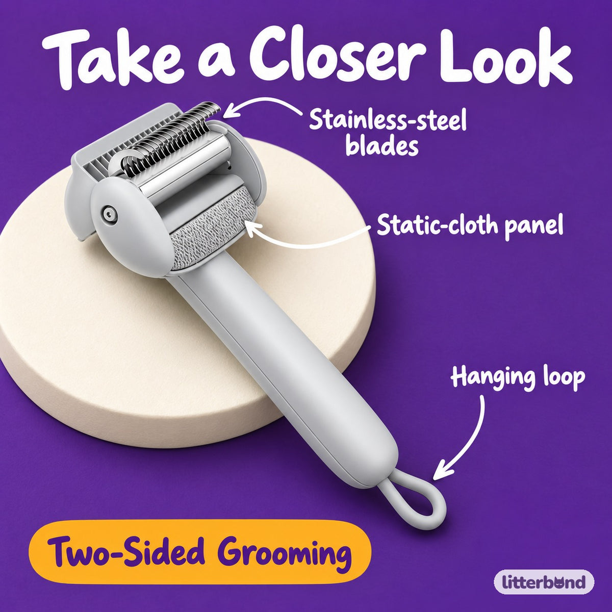 Dual-Surface Deshedding Comb - close-up details